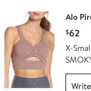 NWOT Alo Pirouette Sports Bra color smoky quartz pink XS